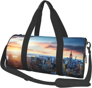 Travel Duffel Bag Foldable Weekender Overnight Bag New York City Skyline Sports Tote Gym Bags Large Capacity Lightweight Carry On Luggage Bags for Men Women