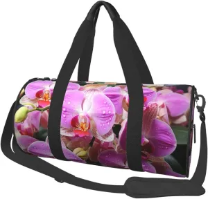 Travel Duffel Bag Foldable Weekender Overnight Bag Orchids Sports Tote Gym Bag Large Capacity Lightweight Carry On Luggage Bag for Men Women