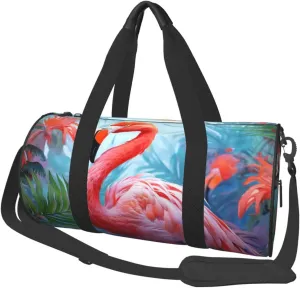 Travel Duffel Bag Foldable Weekender Overnight Bag Painted Flamingo Sports Tote Gym Bags Large Capacity Lightweight Carry On Luggage Bags for Men Women