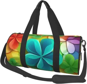 Travel Duffel Bag Foldable Weekender Overnight Bag Rainbow Circle Shamrock Sports Tote Gym Bags Large Capacity Lightweight Carry On Luggage Bags for Men Women