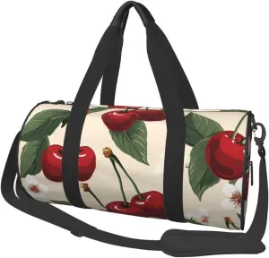 Travel Duffel Bag Foldable Weekender Overnight Bag Red Cherry Pattern Sports Tote Gym Bags Large Capacity Lightweight Carry On Luggage Bags for Men Women