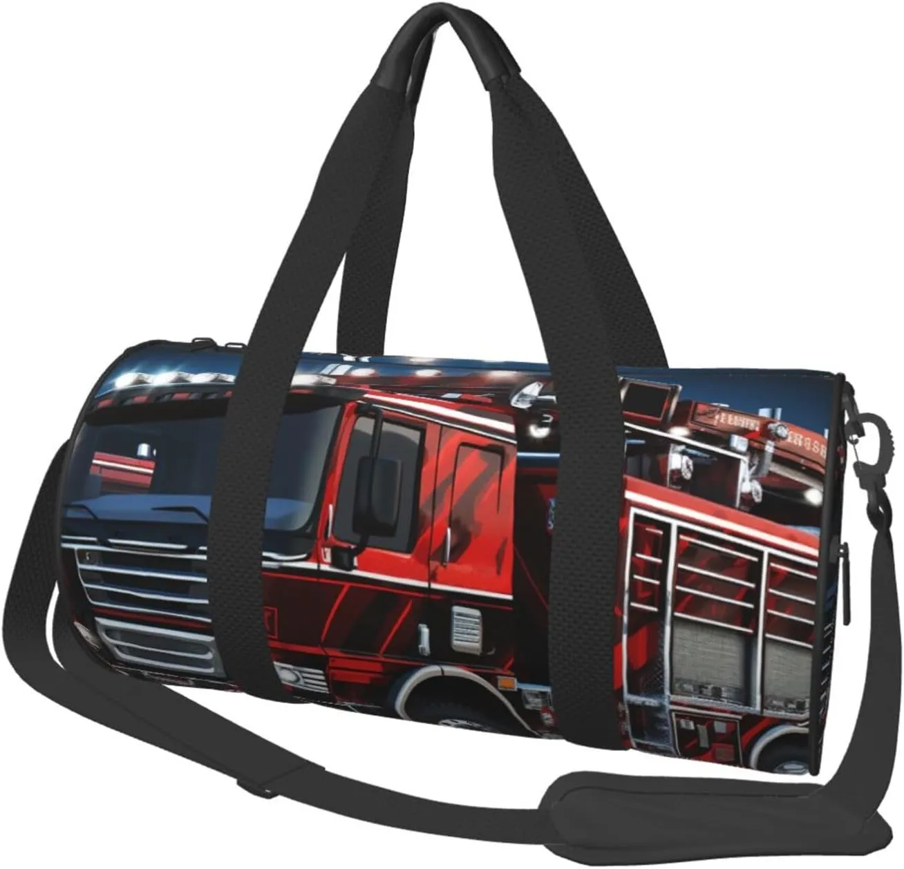 Travel Duffel Bag Foldable Weekender Overnight Bag Red Fire and Rescue Truck Sports Tote Gym Bag Large Capacity Lightweight Carry On Luggage Bag for Men Women
