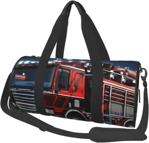 Travel Duffel Bag Foldable Weekender Overnight Bag Red Fire and Rescue Truck Sports Tote Gym Bag Large Capacity Lightweight Carry On Luggage Bag for Men Women
