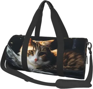 Travel Duffel Bag Foldable Weekender Overnight Bag Resting Cat Sports Tote Gym Bags Large Capacity Lightweight Carry On Luggage Bags for Men Women