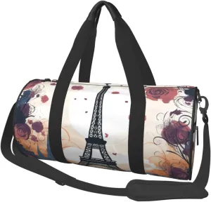 Travel Duffel Bag Foldable Weekender Overnight Bag Romantic Paris Eiffel Sports Tote Gym Bag Large Capacity Lightweight Carry On Luggage Bag for Men Women