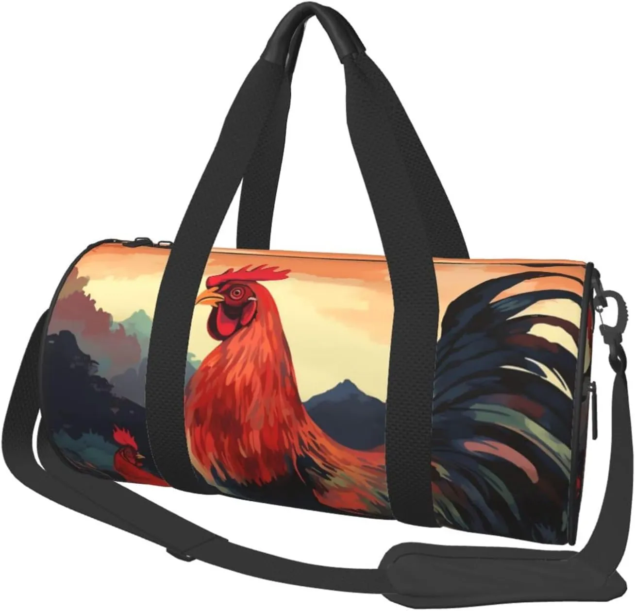 Travel Duffel Bag Foldable Weekender Overnight Bag Rooster Beautiful Art Sports Tote Gym Bag Large Capacity Lightweight Carry On Luggage Bag for Men Women