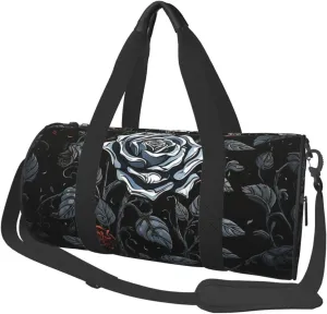 Travel Duffel Bag Foldable Weekender Overnight Bag Rose Gothic Sports Tote Gym Bag Large Capacity Lightweight Carry On Luggage Bag for Men Women