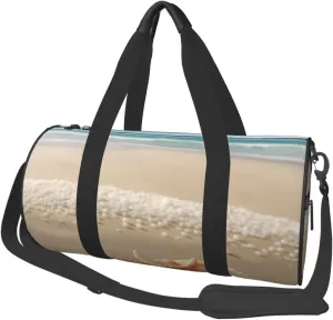Travel Duffel Bag Foldable Weekender Overnight Bag Starfish Shell and Beach Sports Tote Gym Bags Large Capacity Lightweight Carry On Luggage Bags for Men Women