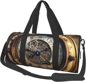 Travel Duffel Bag Foldable Weekender Overnight Bag Steampunk Clock Sports Tote Gym Bag Large Capacity Lightweight Carry On Luggage Bag for Men Women