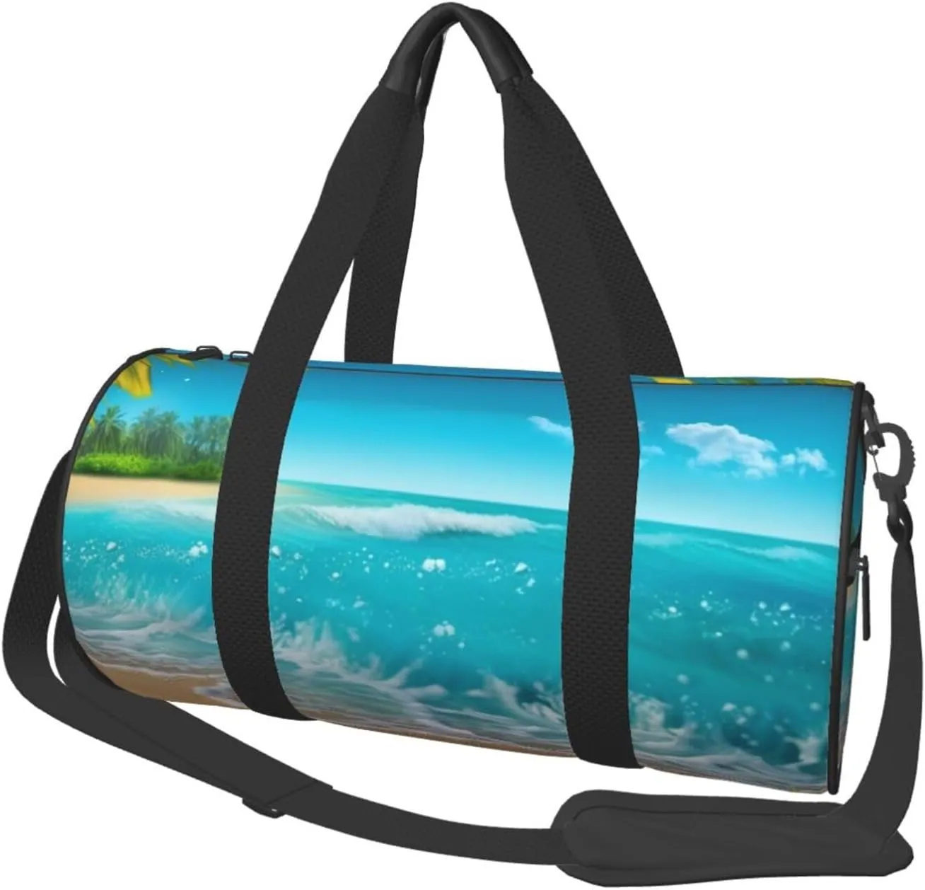 Travel Duffel Bag Foldable Weekender Overnight Bag Tropical Blue Sea Beach Sports Tote Gym Bag Large Capacity Lightweight Carry On Luggage Bag for Men Women