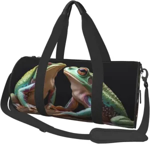 Travel Duffel Bag Foldable Weekender Overnight Bag Two Frogs Sports Tote Gym Bag Large Capacity Lightweight Carry On Luggage Bag for Men Women