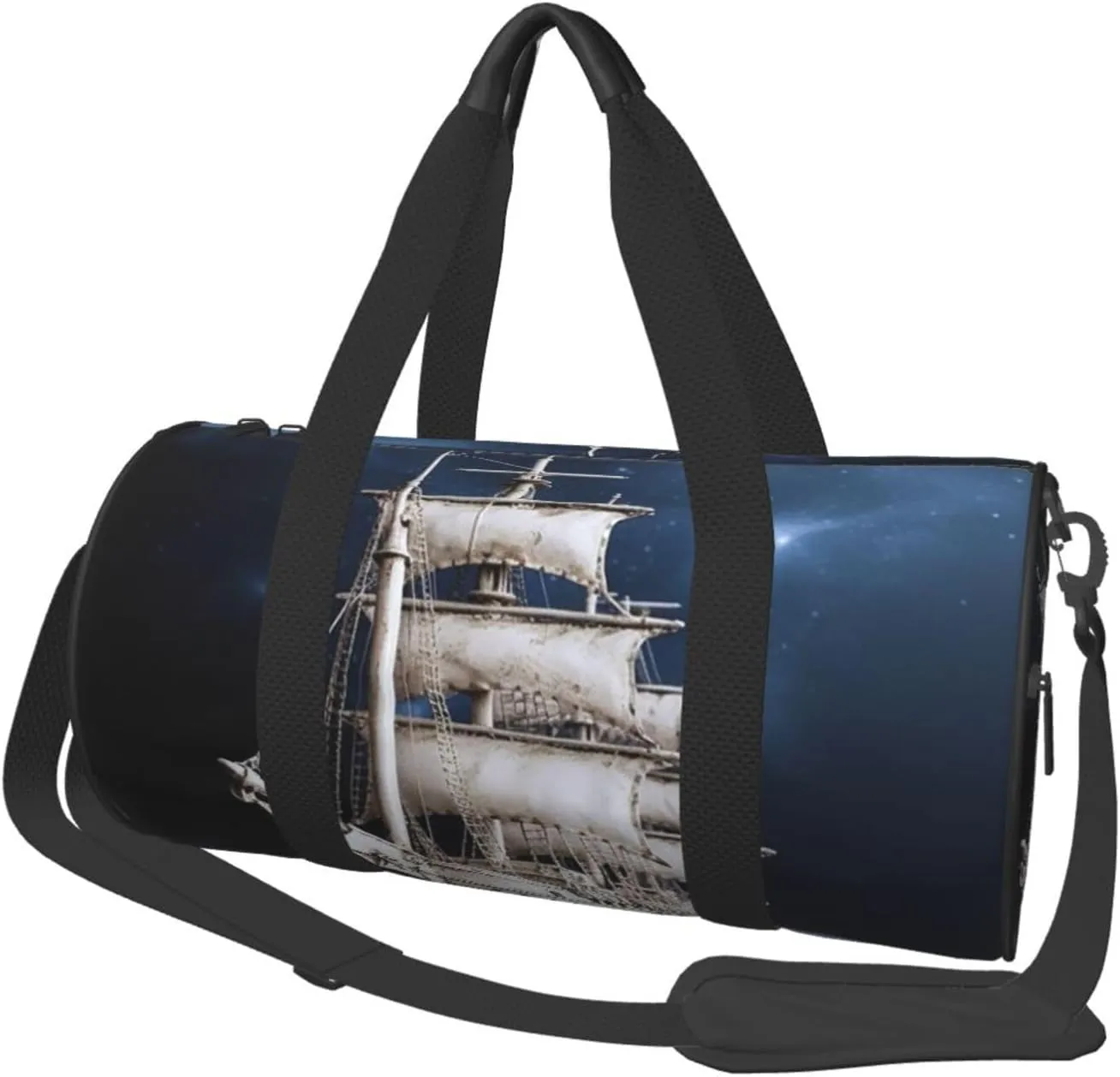 Travel Duffel Bag Foldable Weekender Overnight Bag Vintage Nautical White Ship Sports Tote Gym Bags Large Capacity Lightweight Carry On Luggage Bags for Men Women
