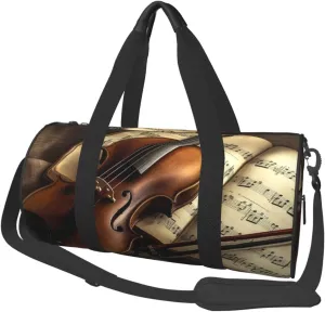 Travel Duffel Bag Foldable Weekender Overnight Bag Violin and Book Sports Tote Gym Bags Large Capacity Lightweight Carry On Luggage Bags for Men Women