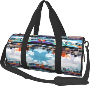 Travel Duffel Bag Foldable Weekender Overnight Bags Monorail Train Sports Tote Gym Bag Large Capacity Lightweight Carry On Luggage Bags for Men Women