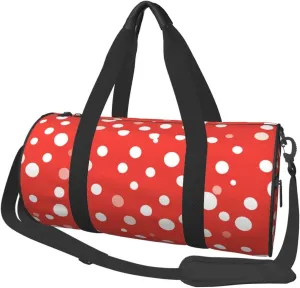 Travel Duffel Bag Foldable Weekender Overnight Bags Red And White Polka Dots Sports Tote Gym Bag Large Capacity Lightweight Carry On Luggage Bags for Men Women