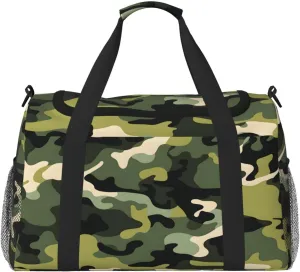 Travel Duffel Bag For Men Women, Camo Pattern Carry On Sport Gym Bag With Shoulder Strap Lightweight Waterproof Weekender Bag Overnight Bag