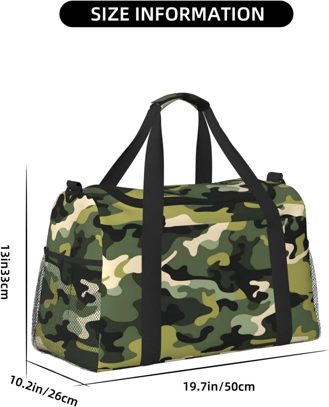 Travel Duffel Bag For Men Women, Camo Pattern Carry On Sport Gym Bag With Shoulder Strap Lightweight Waterproof Weekender Bag Overnight Bag