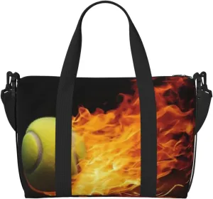 Travel Duffel Bag for Women Men Weekender Bags Sports Gym Bag Burning tennis pictures Travel Bag Carry on Overnight Bag Waterproof Luggage Bag with Shoulder Strap