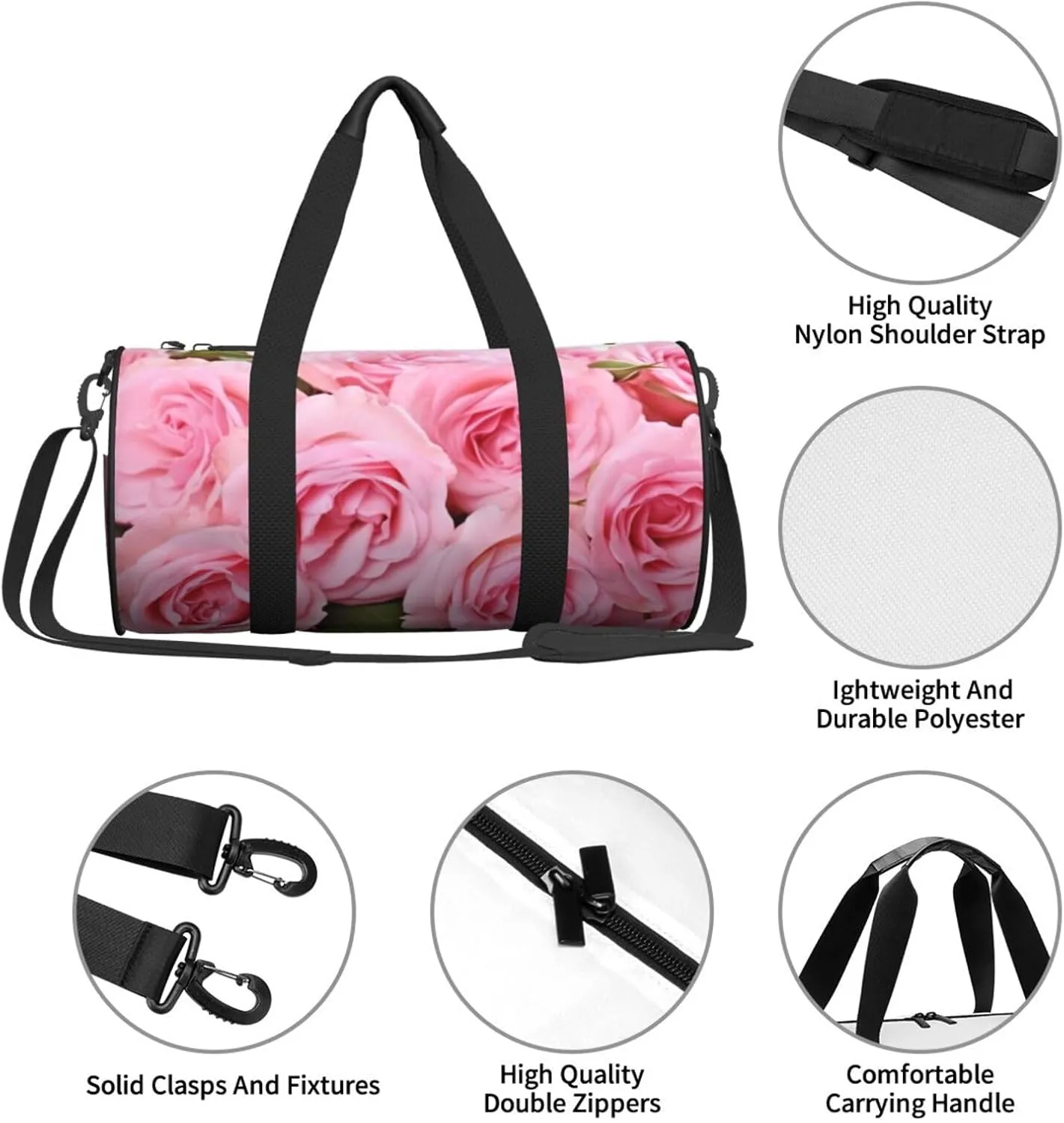 Travel Duffel Bag Fresh Roses Weekender Overnight Bag For Men Women Large Capacity Sports Gym Bag Canvas Carry On Tote Bags For Travel Yoga