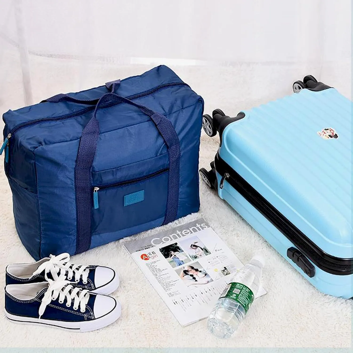 Travel Duffel Bag Lightweight Foldable Travel Bag for Women and Men Waterproof Tote Carry On Luggage Bag Weekender Overnight Bag (Blue Green Red Black)