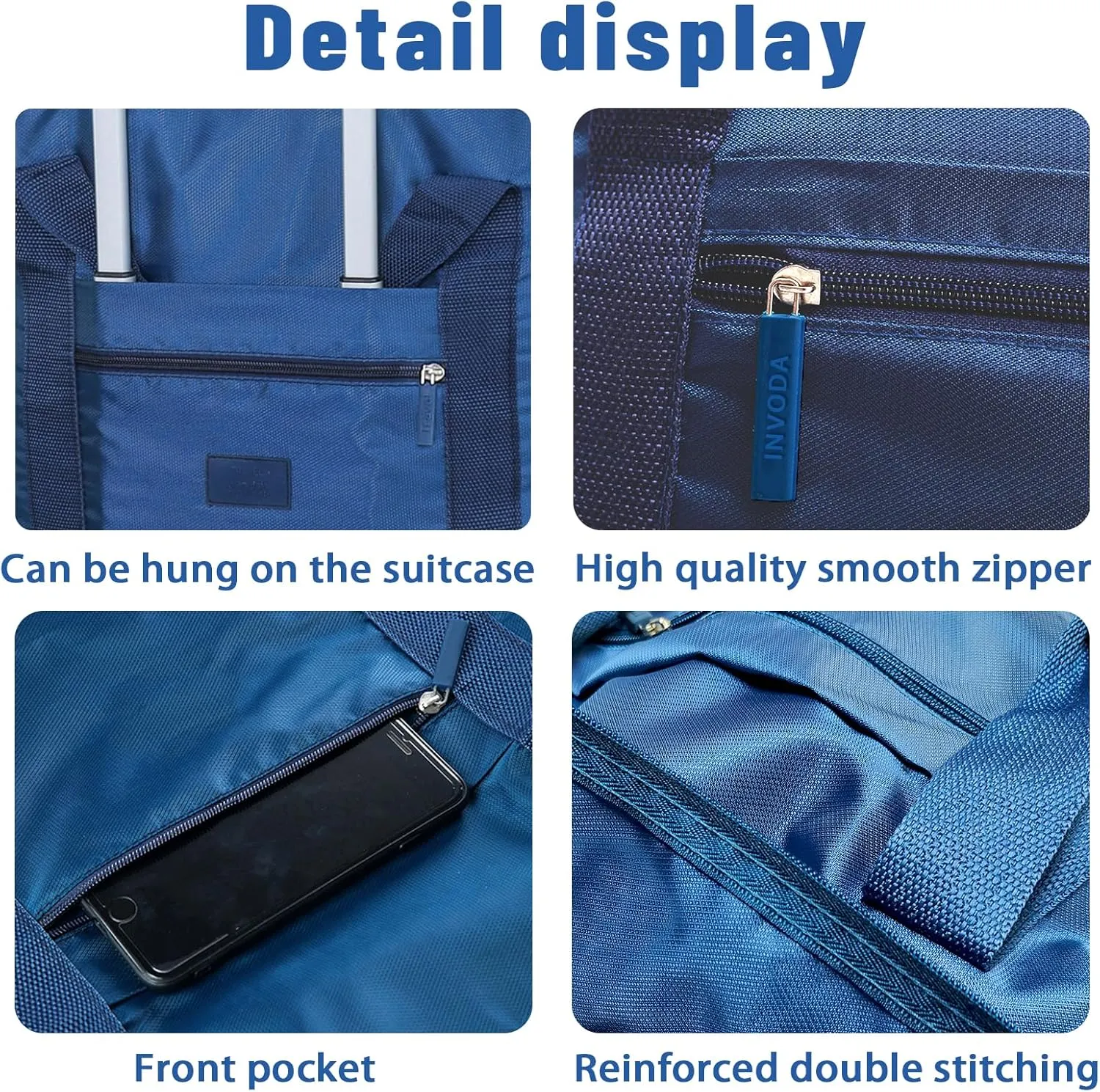 Travel Duffel Bag Lightweight Foldable Travel Bag for Women and Men Waterproof Tote Carry On Luggage Bag Weekender Overnight Bag (Blue Green Red Black)