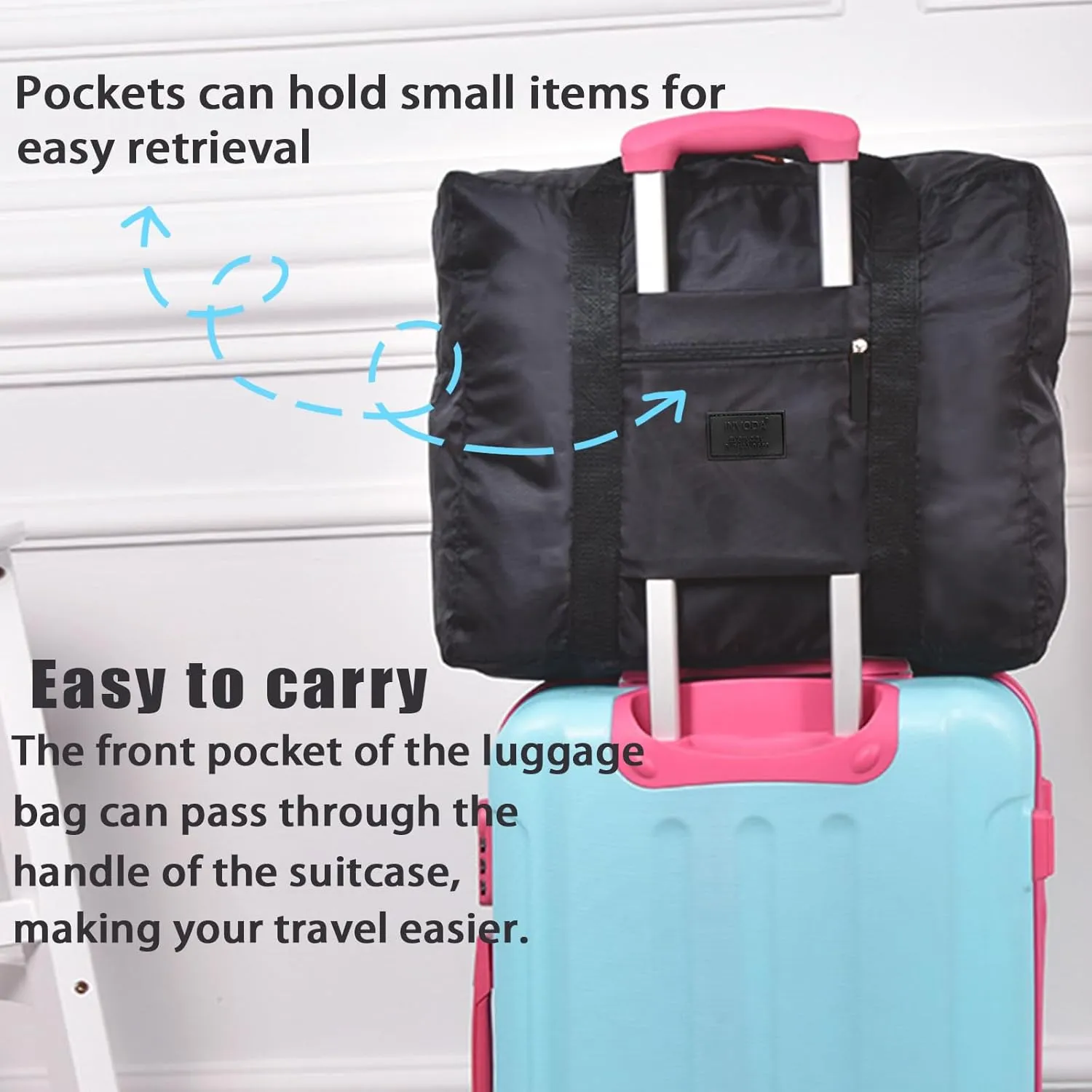 Travel Duffel Bag Lightweight Foldable Travel Bag for Women and Men Waterproof Tote Carry On Luggage Bag Weekender Overnight Bag (Blue Green Red Black)