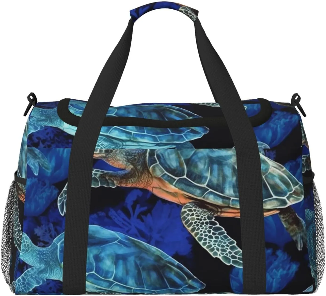 Travel Duffel Bag Lightweight Waterproof Carry On Tote Bag Foldable Weekender Overnight Bags Blue Sea Turtle In Ocean Sport Gym Bag For Women Men