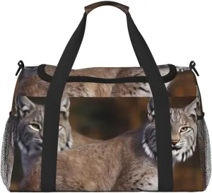 Travel Duffel Bag Lightweight Waterproof Carry On Tote Bag Foldable Weekender Overnight Bags Canada Lynx Sport Gym Bag For Women Men