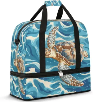 Travel Duffel Bag Ocean Sea Turtle Weekender Bag with Shoe Compartment Foldable Overnight Bags for Travel Sports Lightweight Gym Bags for Men Women