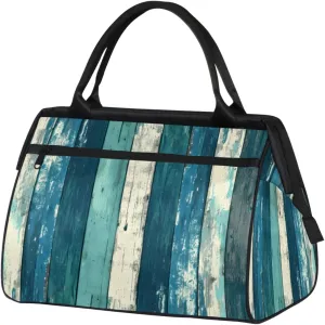 Travel Duffel Bag, Sports Tote Gym Bag, Wood Ocean Overnight Weekender Bags Carry on Bag for Women Men, Airlines Approved Personal Item Travel Bag for Labor and Delivery,B284