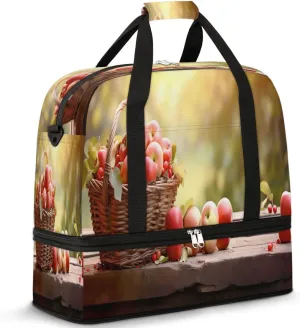 Travel Duffel Bags Apples Foldable Weekender Bags for Women with Shoes Compartment Waterproof & Tear Resistant Carry on Overnight Luggage Duffel Bag Shoulder Sports Tote Bag,B-1155