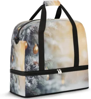 Travel Duffel Bags Christmas Pine Foldable Weekender Bags for Women with Shoes Compartment Waterproof & Tear Resistant Carry on Overnight Luggage Duffel Bag Shoulder Sports Tote Bag,B-768