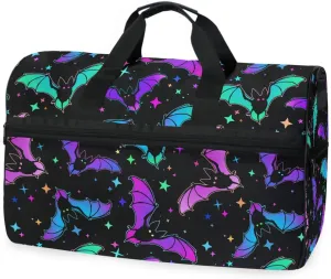 Travel Duffel Bags Halloween Luminous Bats Sports Duffel Bag Gym Bag Travel Luggage Overnight Bags for Men Women Duffel Bags with Adjustable Strap for Traveling