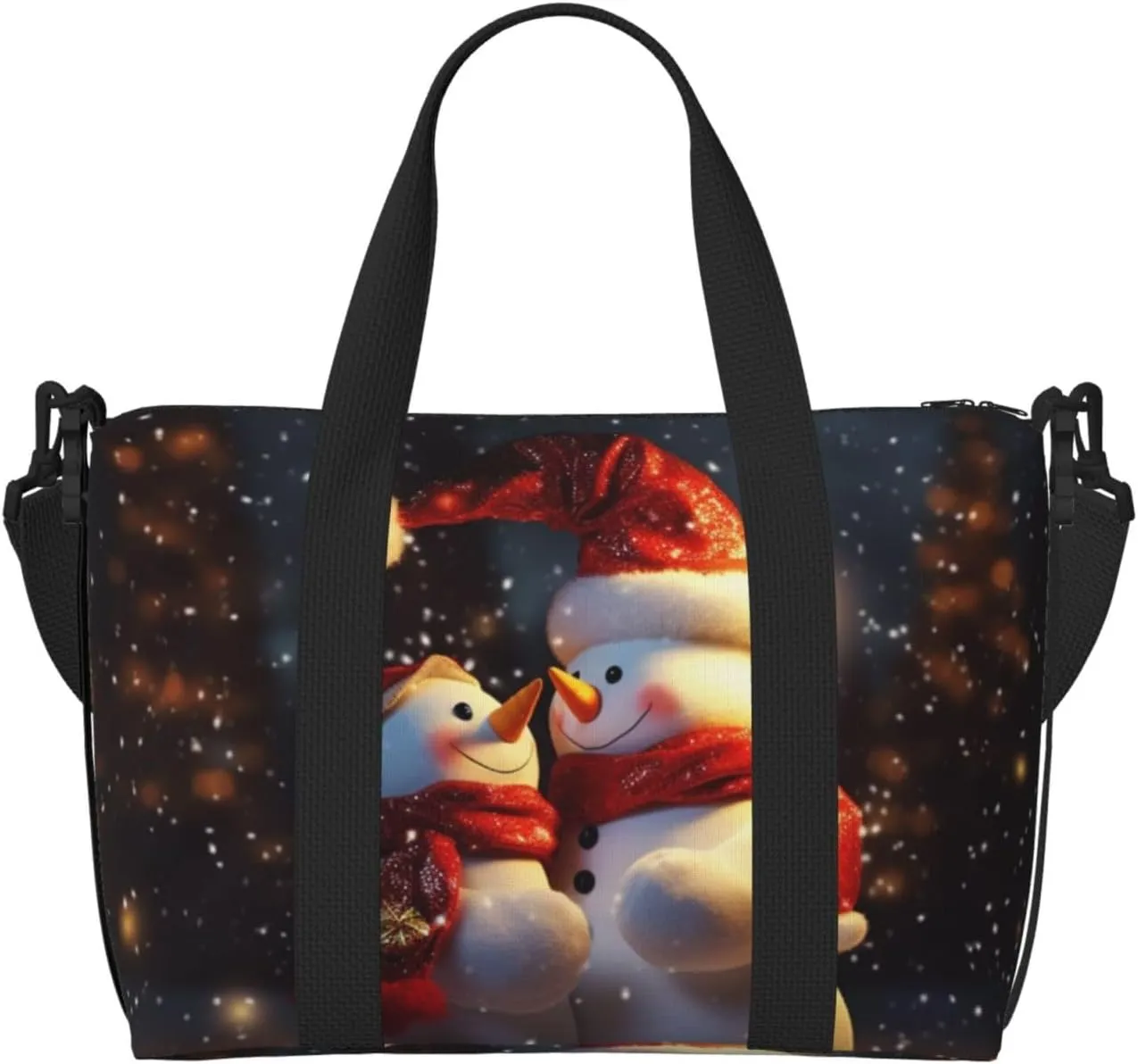 Travel Duffel Bags Personal Item Bag Carry On Luggage Bag Training Handbag Lightweight Waterproof Sports Gym Bag Christmas Snowmans Weekender Bag for Women Men, Black, One Size, Travel Duffle