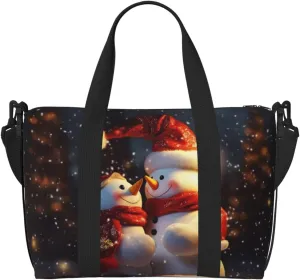 Travel Duffel Bags Personal Item Bag Carry On Luggage Bag Training Handbag Lightweight Waterproof Sports Gym Bag Christmas Snowmans Weekender Bag for Women Men, Black, One Size, Travel Duffle