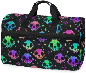 Travel Duffel Bags Rainbow Style Skull Sports Duffel Bag Gym Bag Travel Luggage Overnight Bags for Men Women Duffel Bags with Adjustable Strap for Traveling