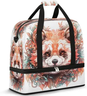 Travel Duffel Bags Watercolor Raccoon Foldable Weekender Bags for Women with Shoes Compartment Waterproof & Tear Resistant Carry on Overnight Luggage Duffel Bag Shoulder Sports Tote Bag,A-149