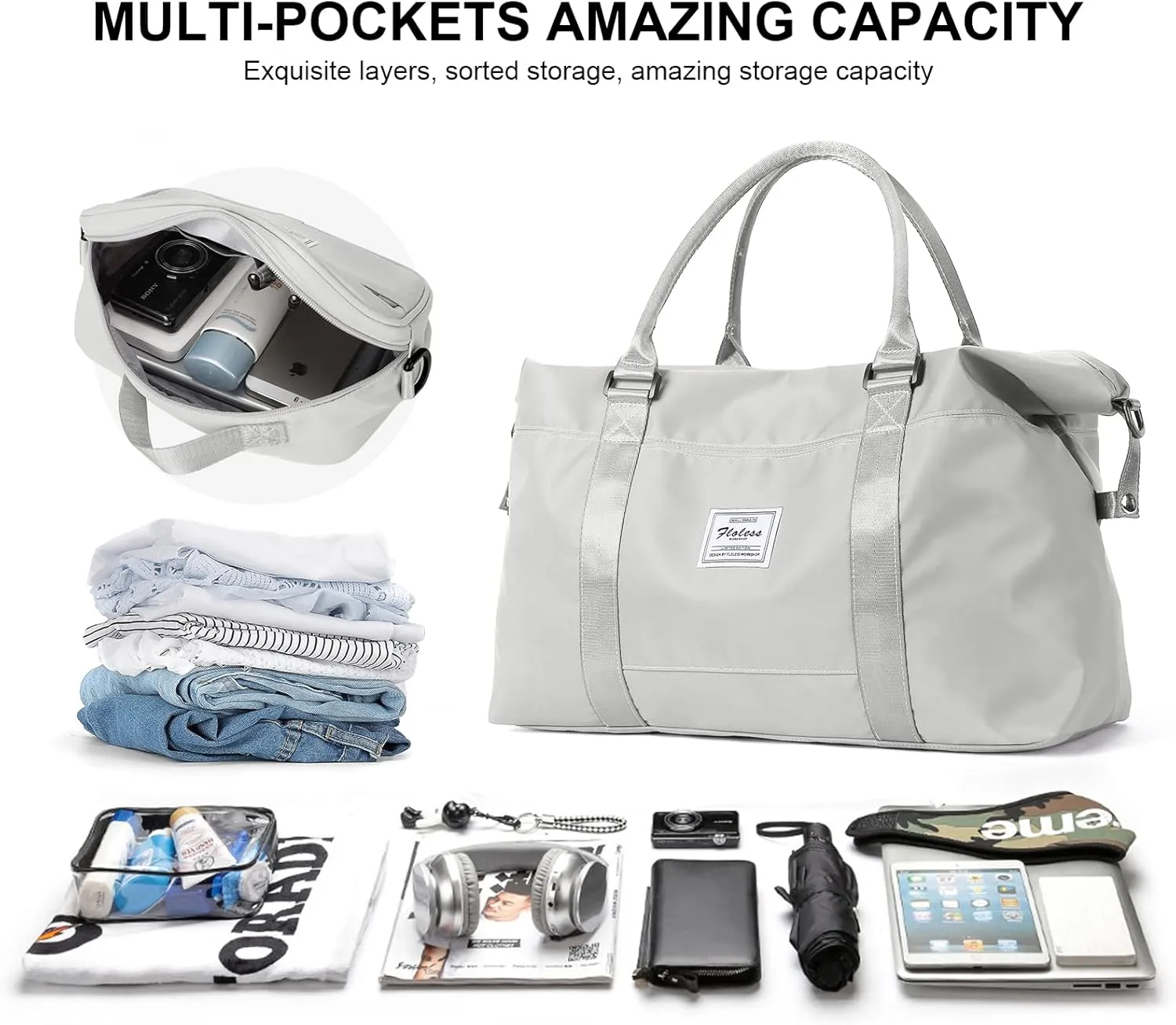 Travel Duffel Bag,Sports Tote Gym Bag,Shoulder Weekender Overnight Bag for Women