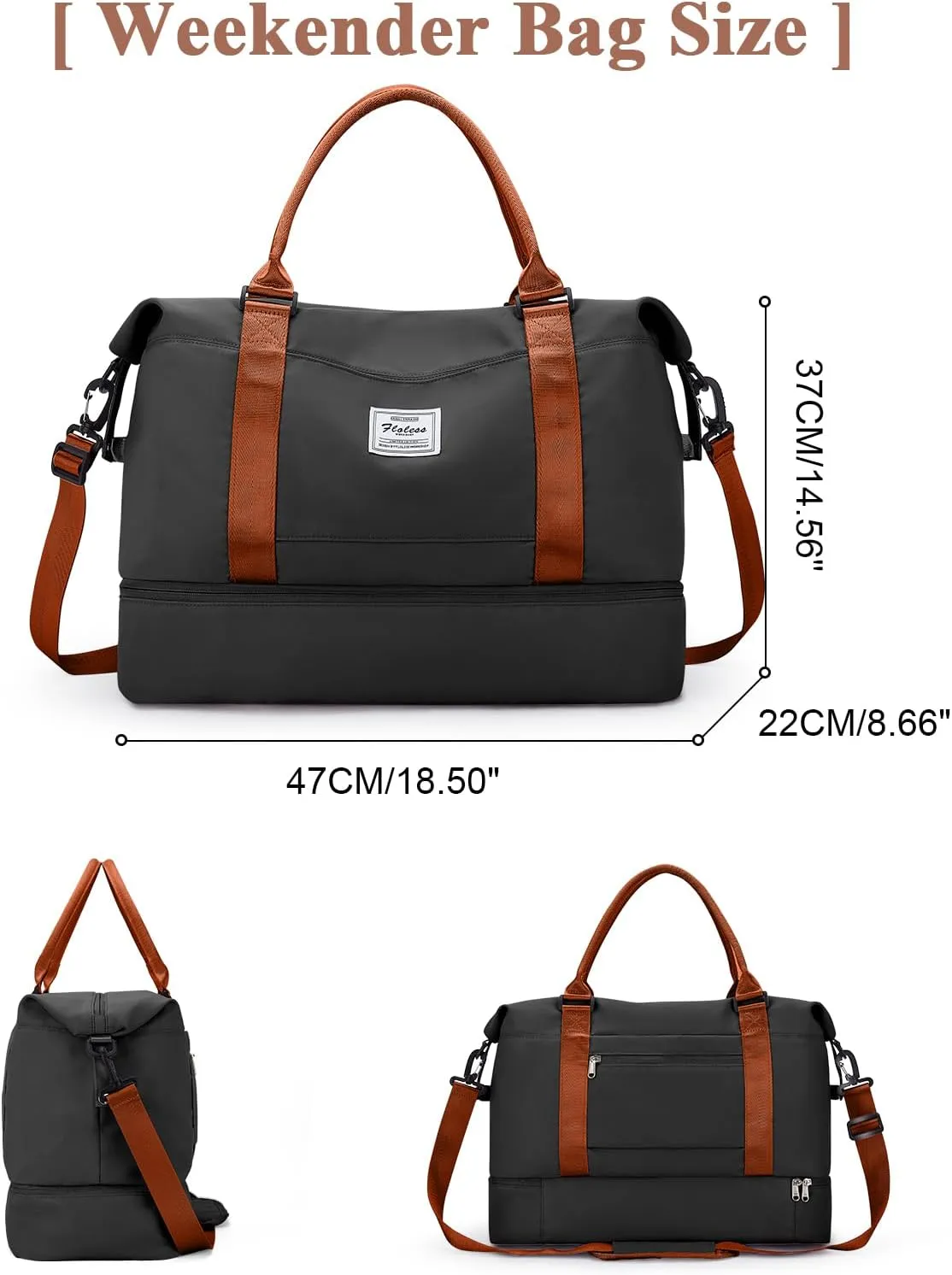 Travel Duffel Bag,Sports Tote Gym Bag,Shoulder Weekender Overnight Bag for Women