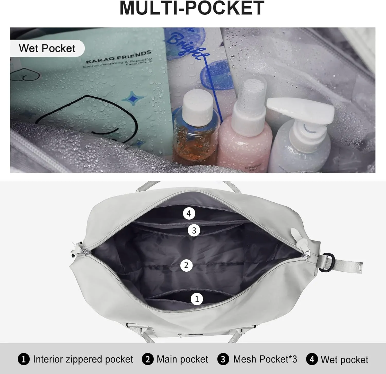 Travel Duffel Bag,Sports Tote Gym Bag,Shoulder Weekender Overnight Bag for Women