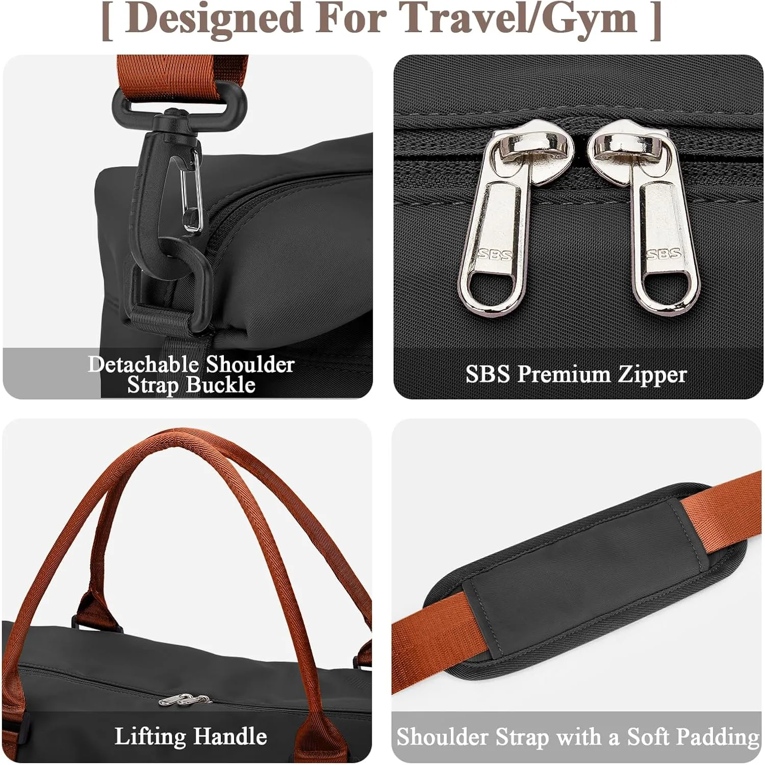 Travel Duffel Bag,Sports Tote Gym Bag,Shoulder Weekender Overnight Bag for Women