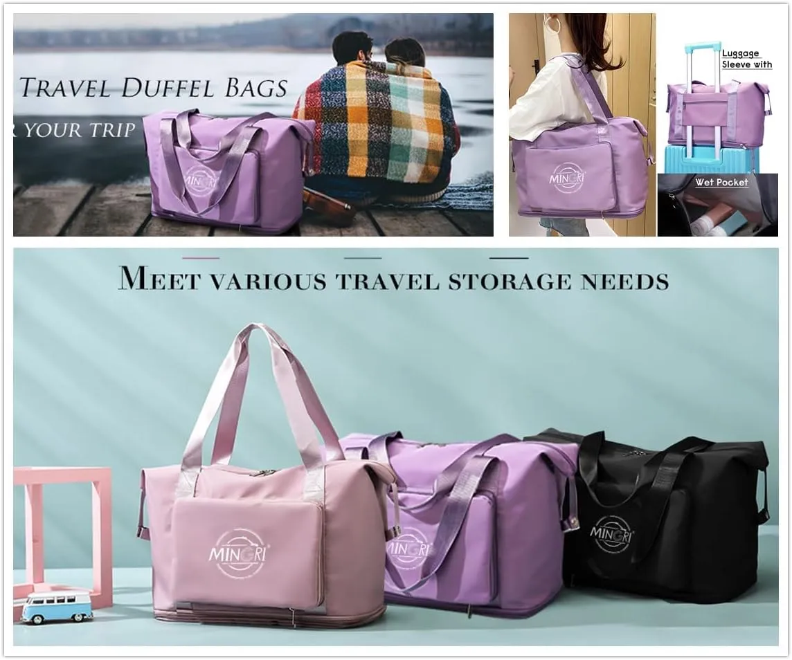 Travel Duffel Tote Bag,Travel Weekender Overnight Bags Women Carry On Bag Totes for Airplanes,Sports Gym Duffle with Trolley Sleeve