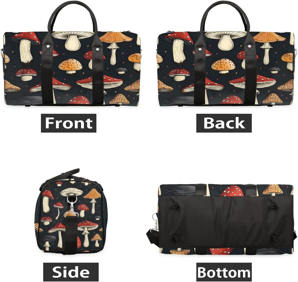 Travel Duffle Bag Botanical Mushrooms Gym Bags for Men Women Travel Duffel Bags with Adjustable Shoulder Strap Carry On Weekender Bag