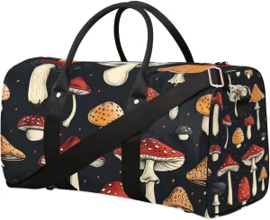Travel Duffle Bag Botanical Mushrooms Gym Bags for Men Women Travel Duffel Bags with Adjustable Shoulder Strap Carry On Weekender Bag