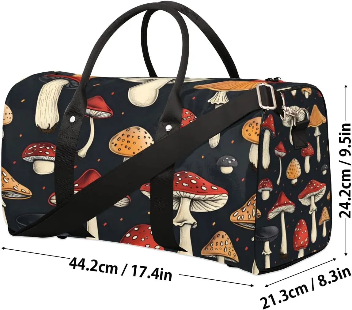 Travel Duffle Bag Botanical Mushrooms Gym Bags for Men Women Travel Duffel Bags with Adjustable Shoulder Strap Carry On Weekender Bag