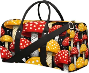 Travel Duffle Bag Cartoon Mushrooms Gym Bags for Men Women Travel Duffel Bags with Adjustable Shoulder Strap Carry On Weekender Bag
