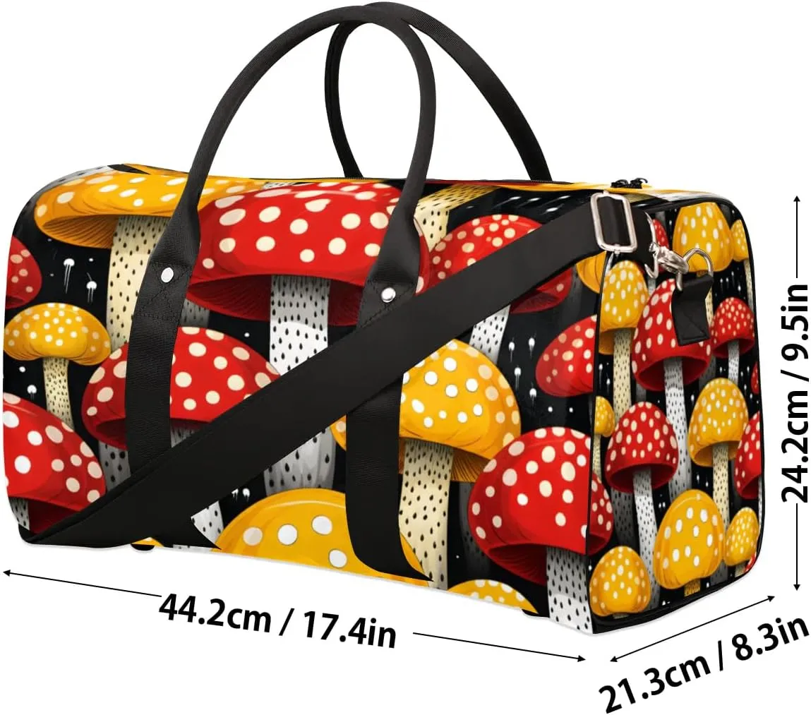 Travel Duffle Bag Cartoon Mushrooms Gym Bags for Men Women Travel Duffel Bags with Adjustable Shoulder Strap Carry On Weekender Bag