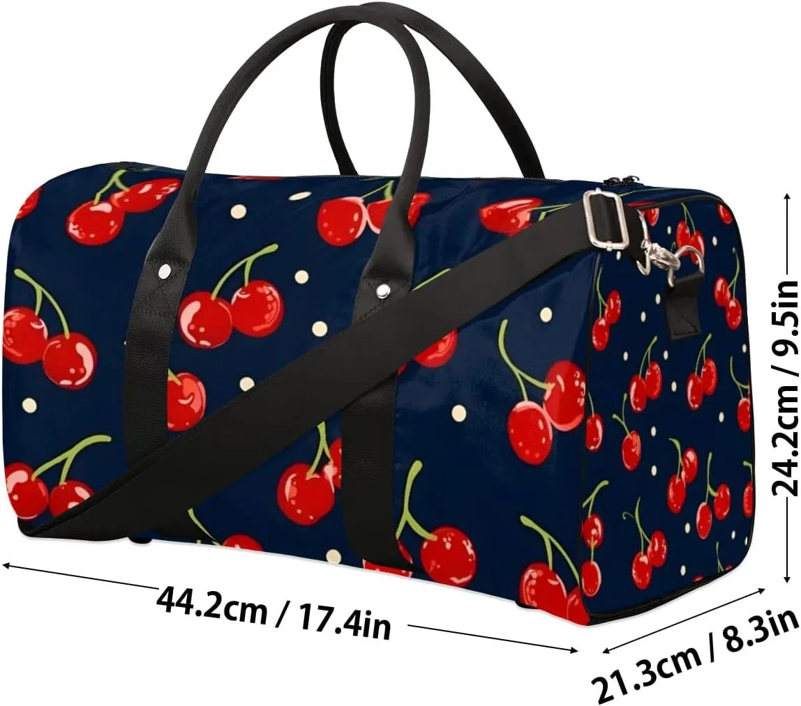 Travel Duffle Bag Cherry Fruit Theme Gym Bags for Men Women Travel Duffel Bags with Adjustable Shoulder Strap Carry On Weekender Bag