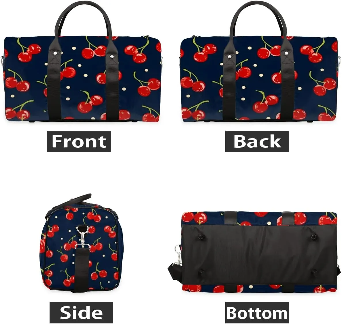 Travel Duffle Bag Cherry Fruit Theme Gym Bags for Men Women Travel Duffel Bags with Adjustable Shoulder Strap Carry On Weekender Bag