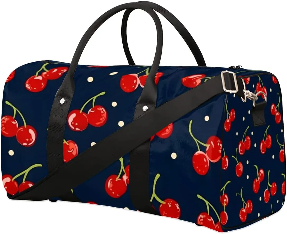Travel Duffle Bag Cherry Fruit Theme Gym Bags for Men Women Travel Duffel Bags with Adjustable Shoulder Strap Carry On Weekender Bag